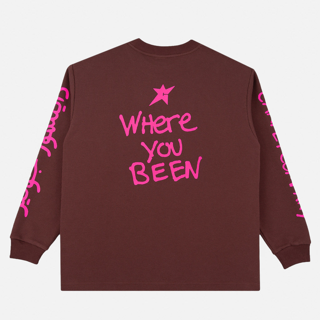 Carpet Company - Where You Been Thermal Long Sleeve Top- Brown