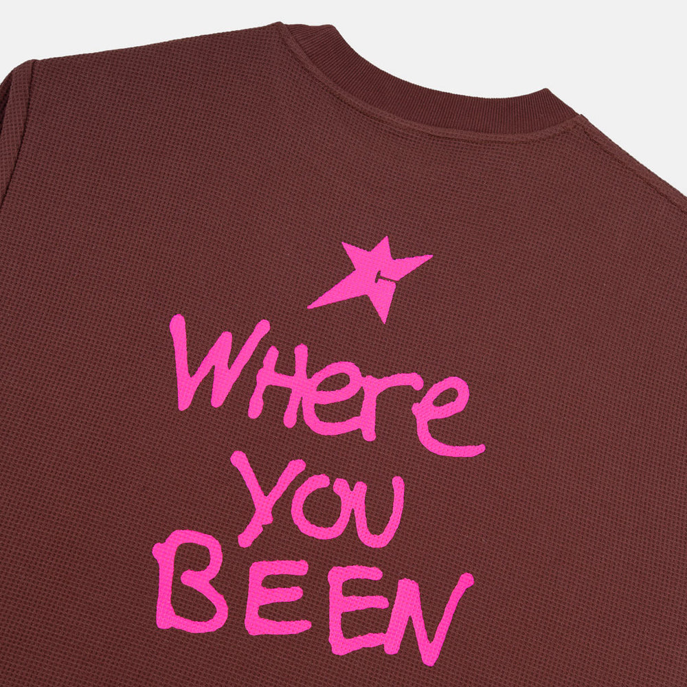 Carpet Company - Where You Been Thermal Long Sleeve Top- Brown