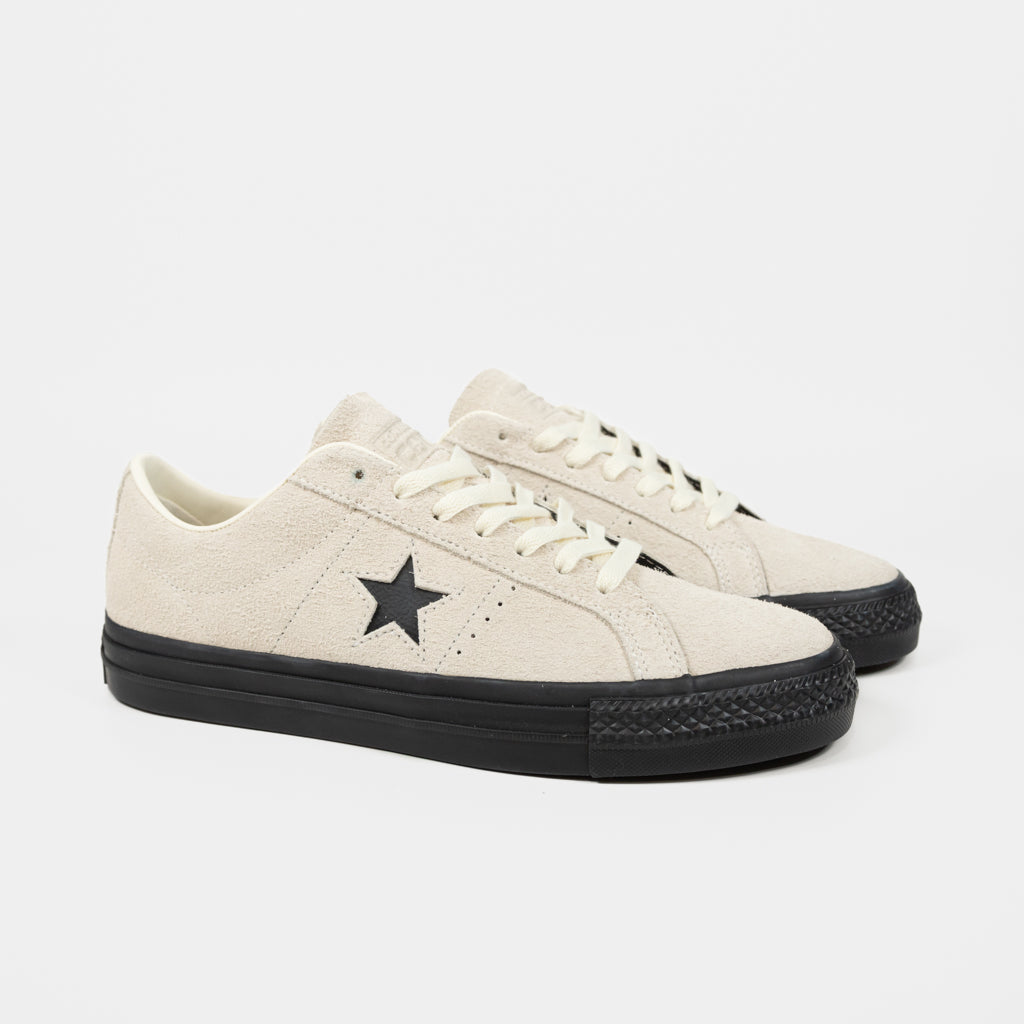 Converse Cons Egret White Suede And Black Sole One Star Pro Ox Shoes