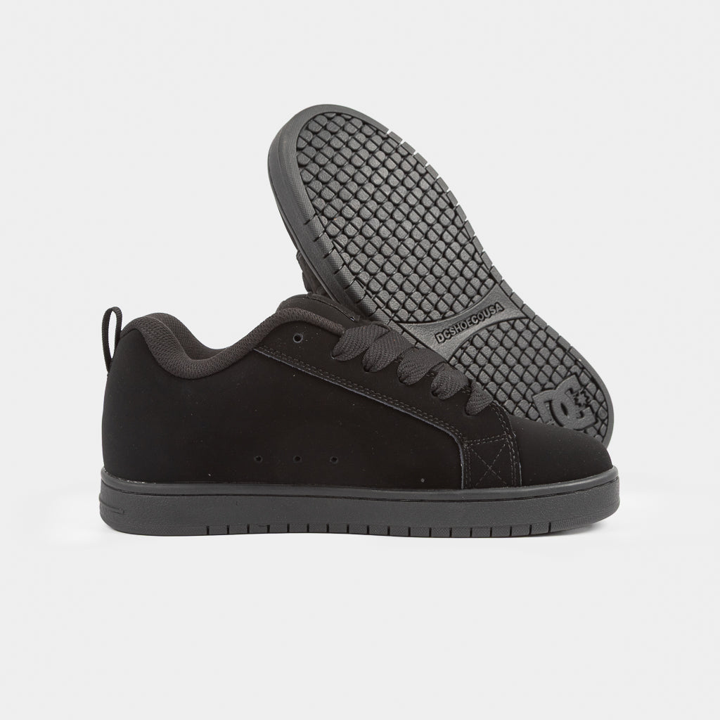 DC Shoes All Black Nubuck Court Graffik Skate Shoes