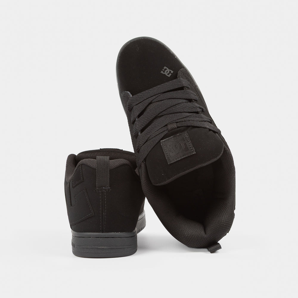 DC Shoes All Black Nubuck Court Graffik Skate Shoes