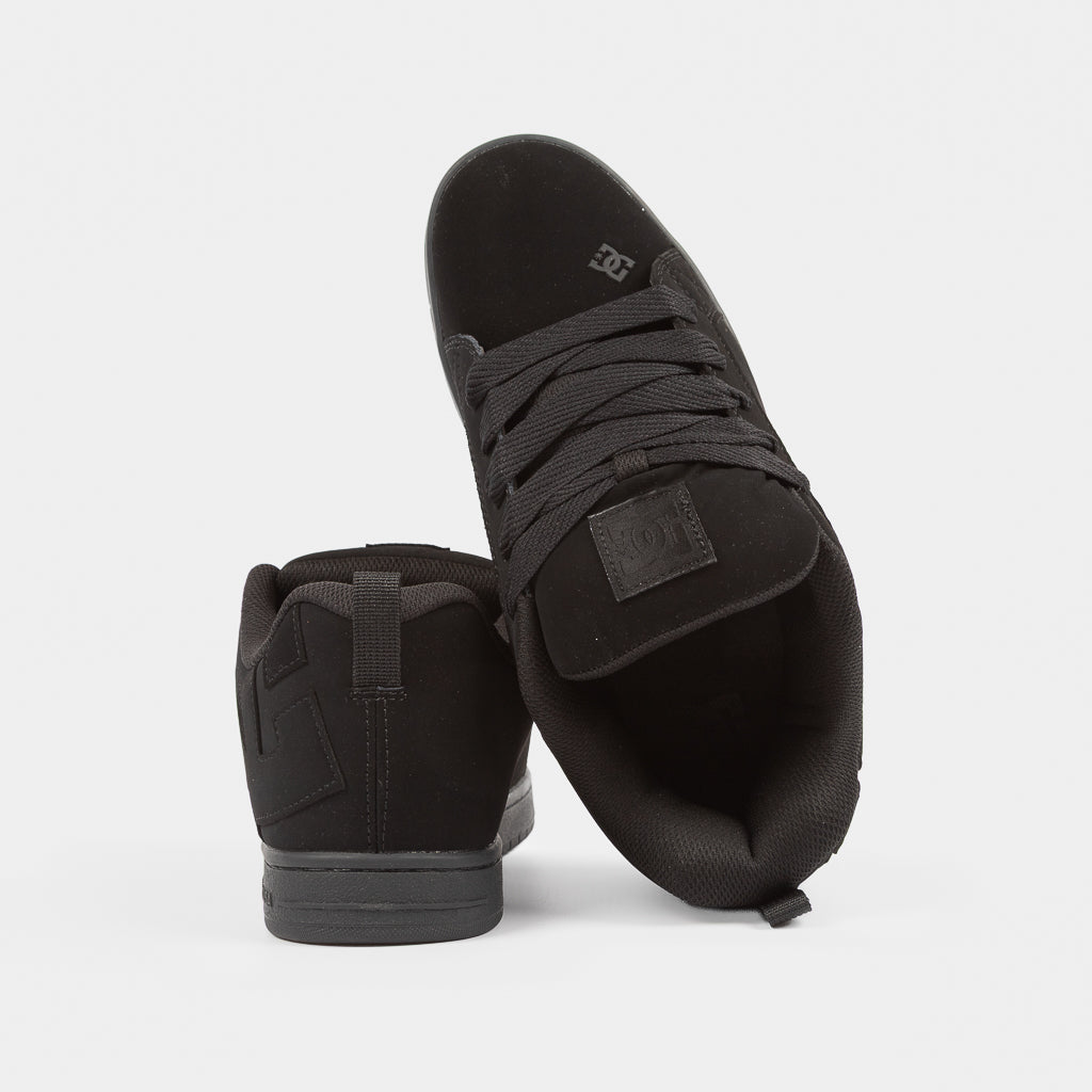 DC Shoes All Black Nubuck Court Graffik Skate Shoes