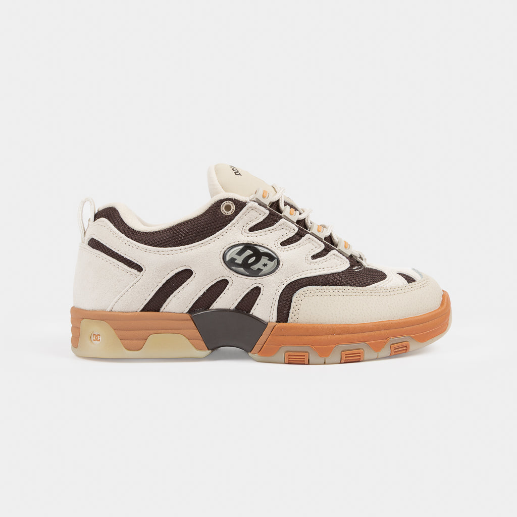 DC Shoes Off White, Brown And Gum Hybrid OG Skate Shoes