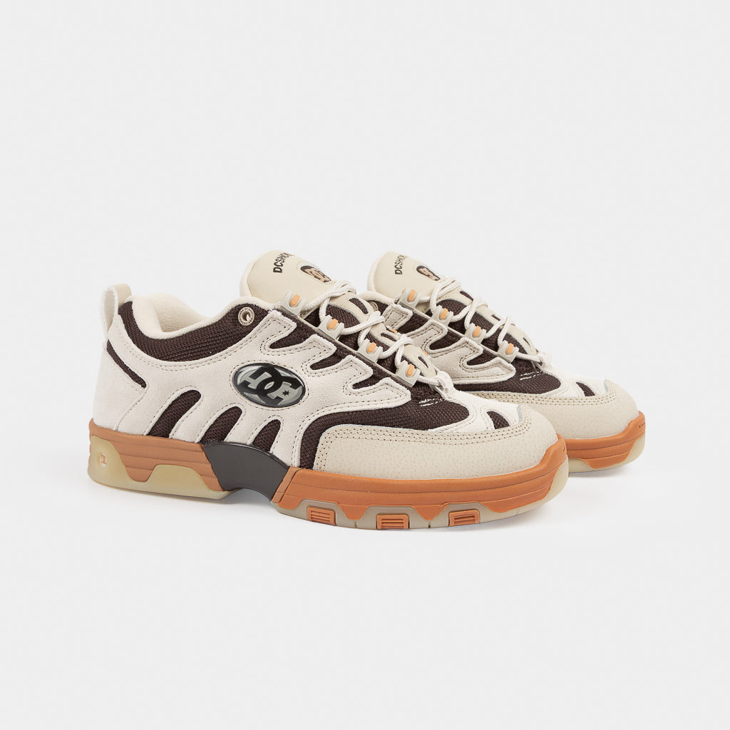 DC Shoes Off White, Brown And Gum Hybrid OG Skate Shoes