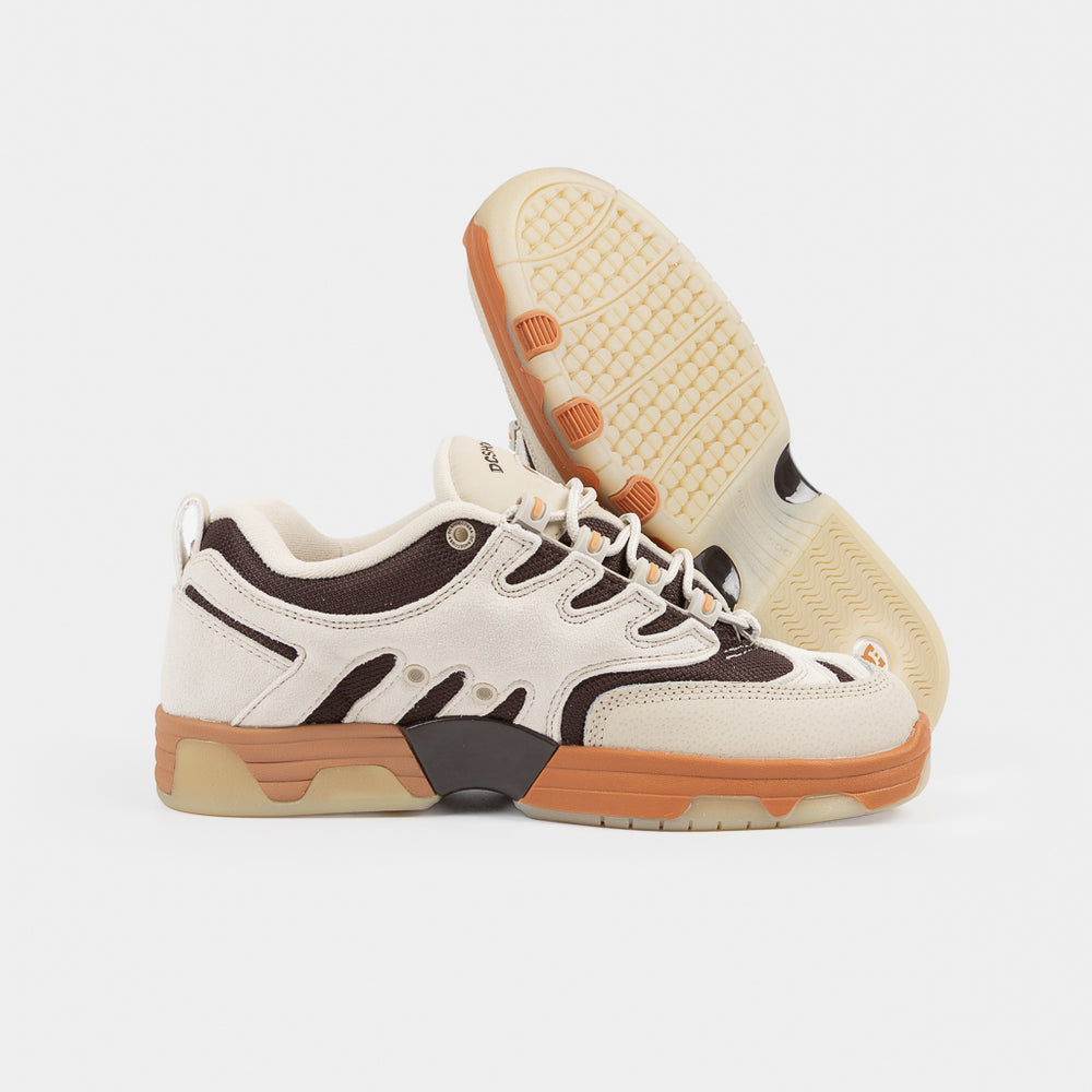 DC Shoes Off White, Brown And Gum Hybrid OG Skate Shoes