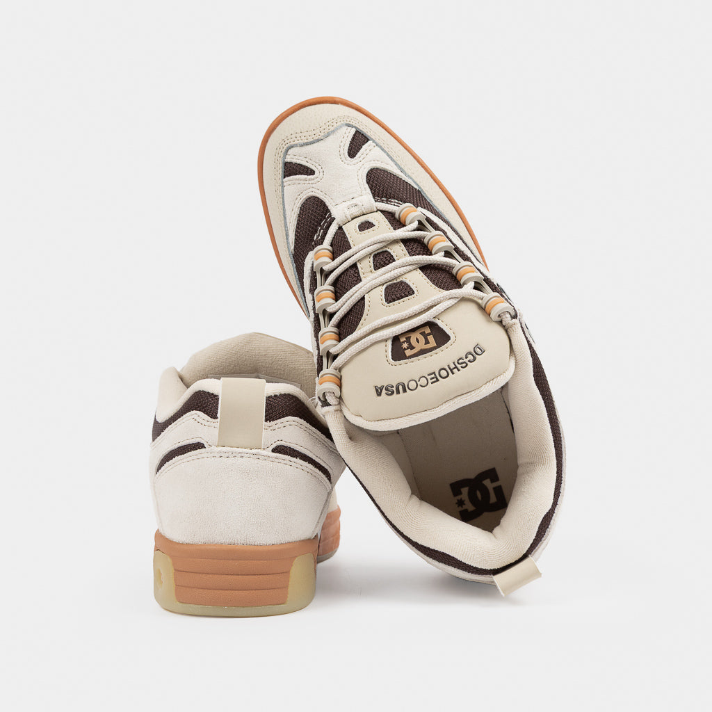 DC Shoes Off White, Brown And Gum Hybrid OG Skate Shoes