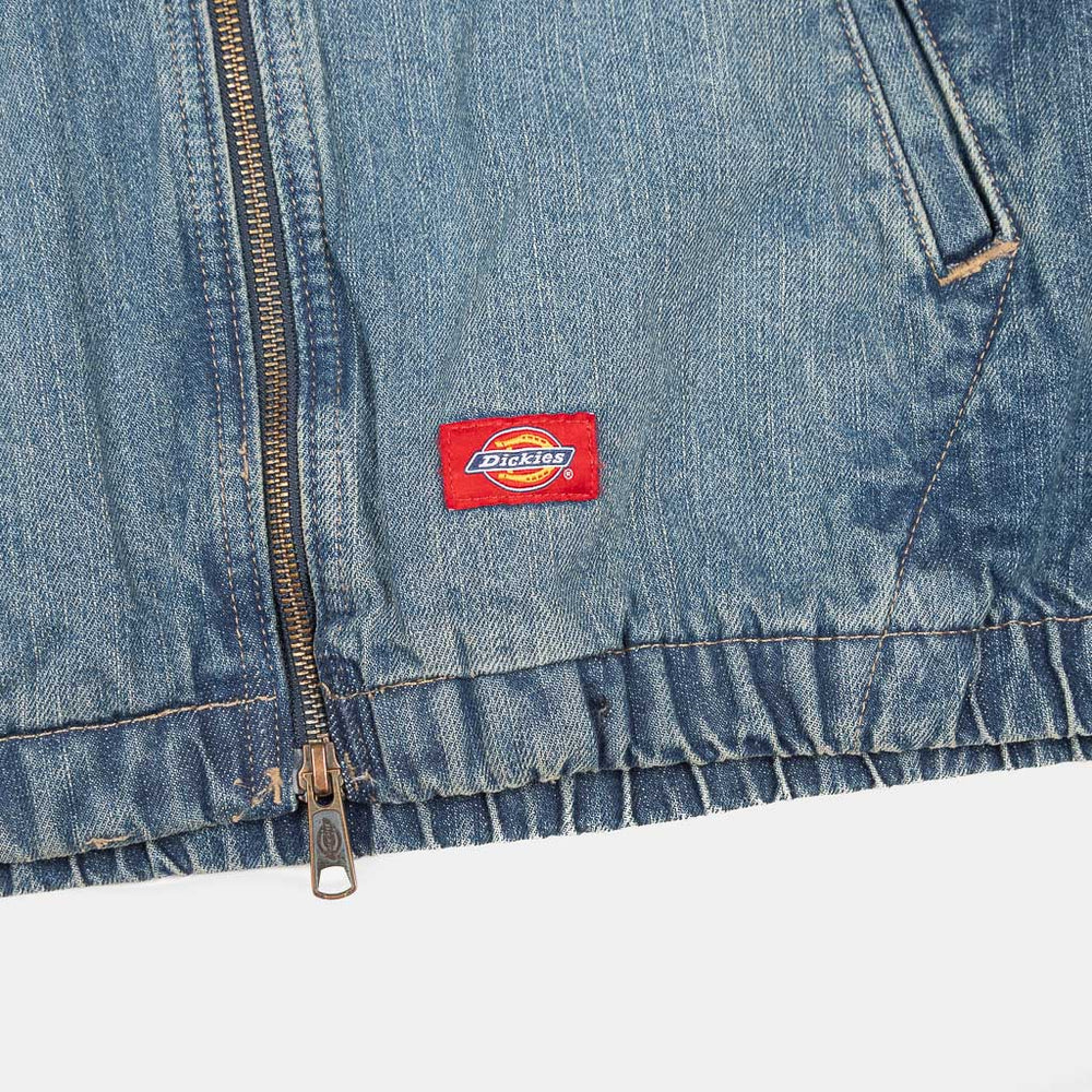 Branded Tab Detail Dickies Edgewood Unlined Mid Wash Blue Denim Jacket
