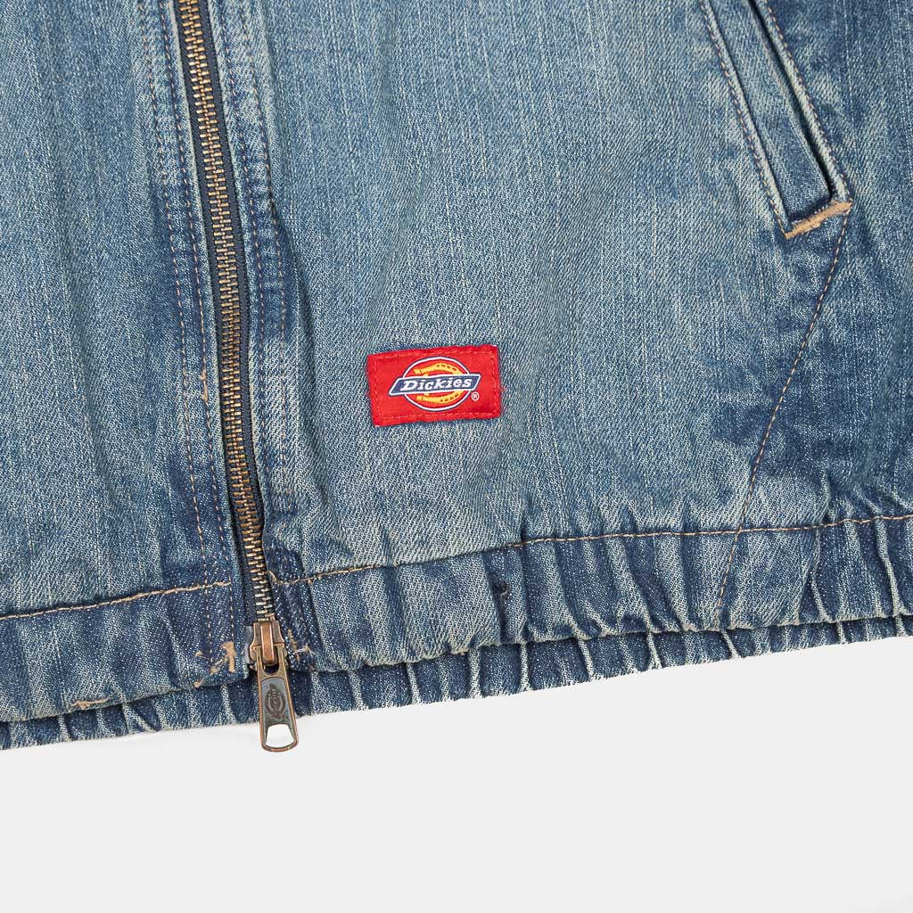 Branded Tab Detail Dickies Edgewood Unlined Mid Wash Blue Denim Jacket