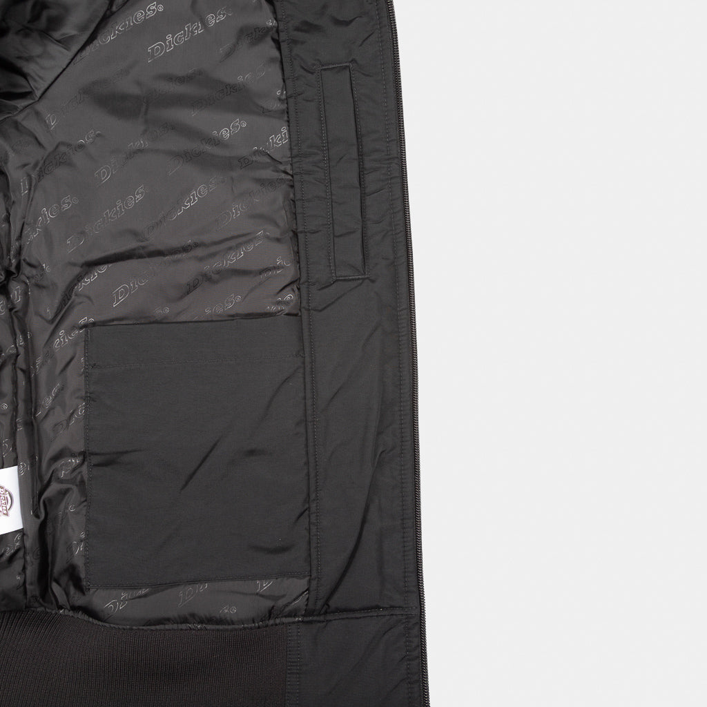 Inside Pockets Of Dickies Black New Sarpy Hooded Jacket 