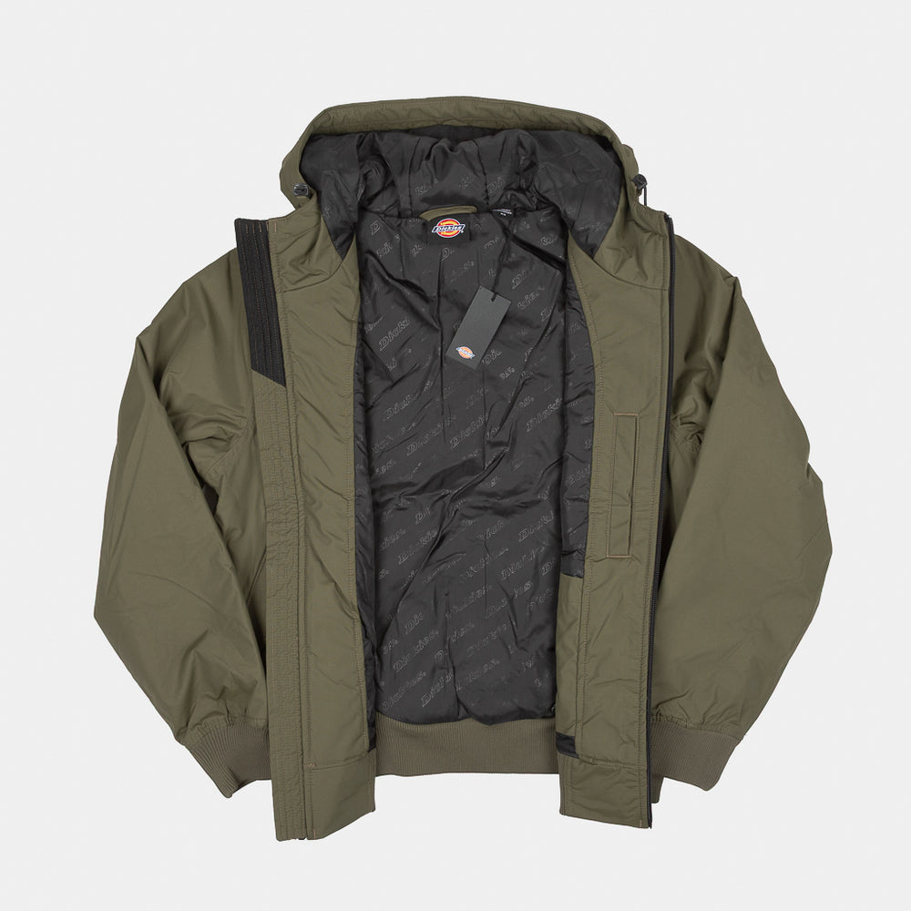 Interior Of Dickies Military Green New Sarpy Hooded Jacket 