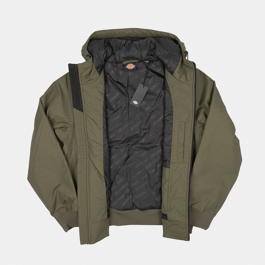 Interior Of Dickies Military Green New Sarpy Hooded Jacket 
