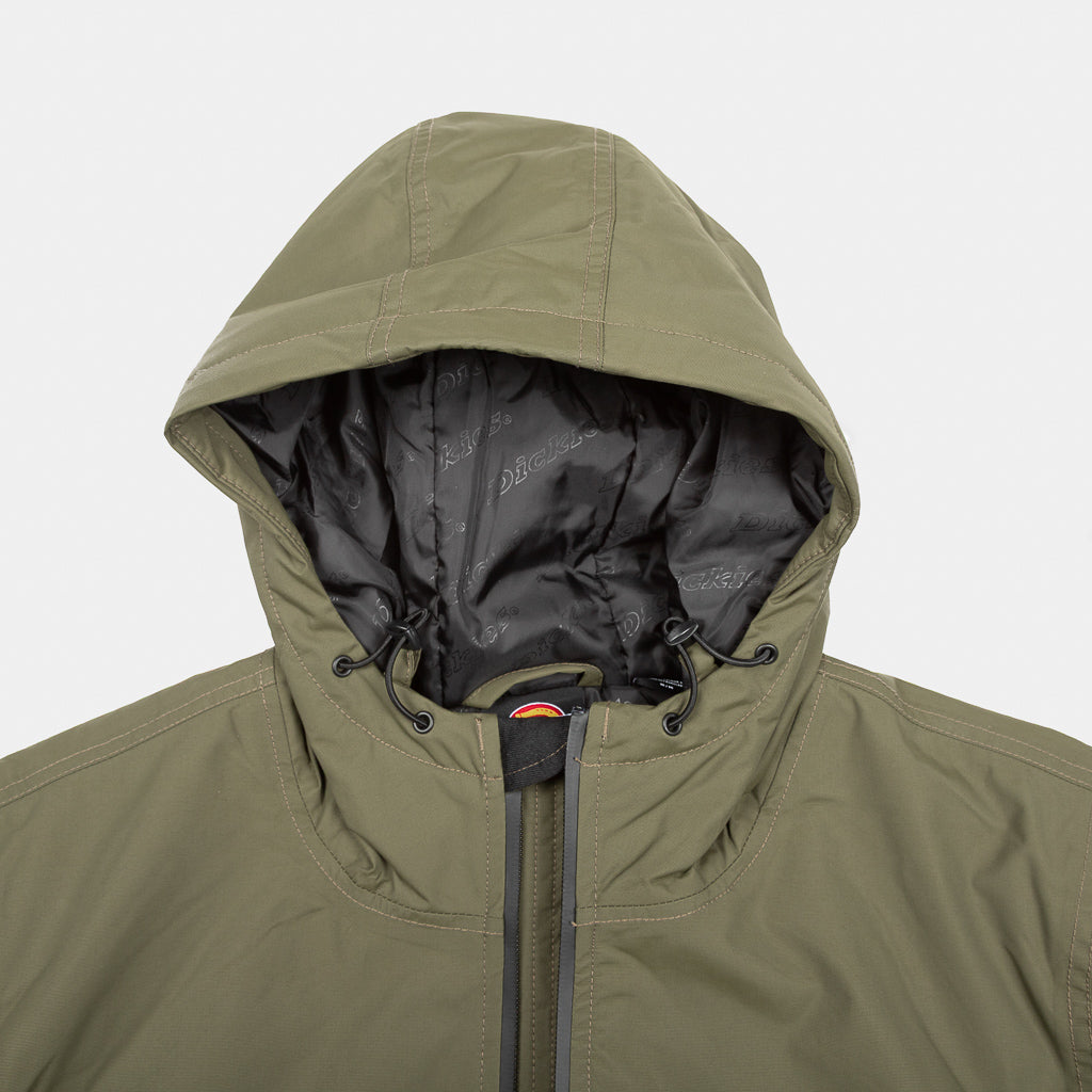 Dickies Military Green New Sarpy Hooded Jacket Hood Detail