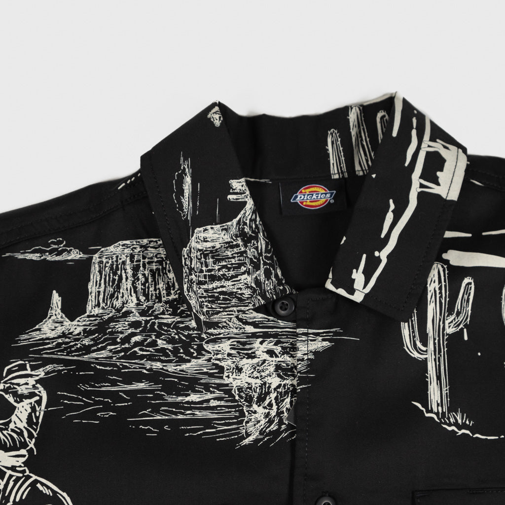 Dickies Savage Black Short Sleeve Work Shirt Collar