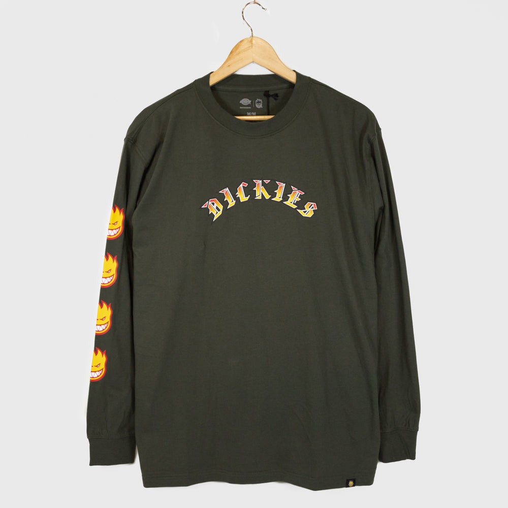 Dickies Spitfire Flame Head Olive Green Longsleeve T-Shirt 