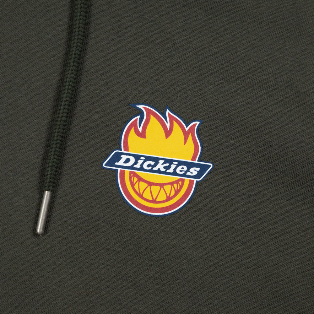 Dickies Spitfire Olive Green Pullover Hooded Sweatshirt Front Print