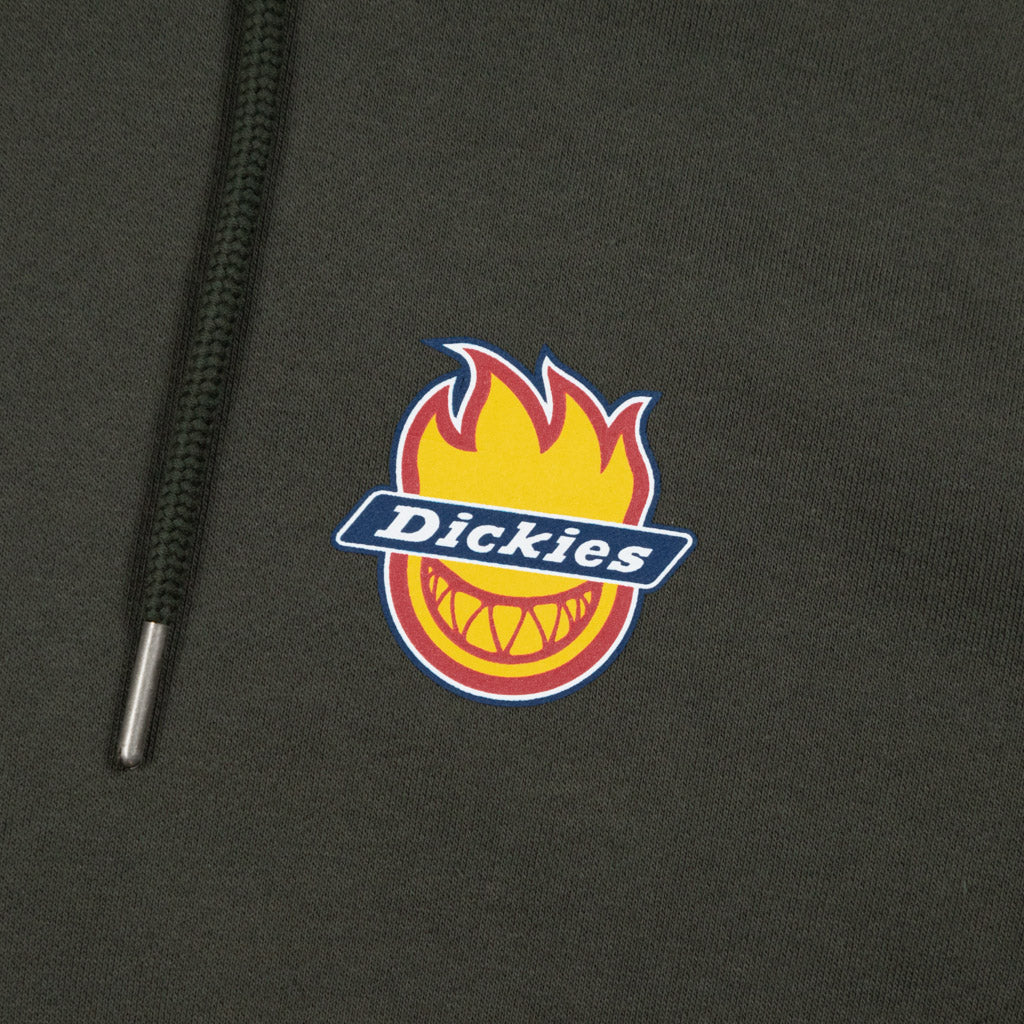 Dickies Spitfire Olive Green Pullover Hooded Sweatshirt Front Print