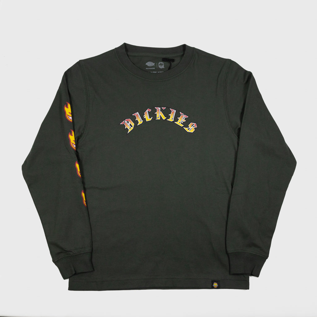 Dickies Youth Spitfire Flame Head Olive Green Longsleeve T-Shirt