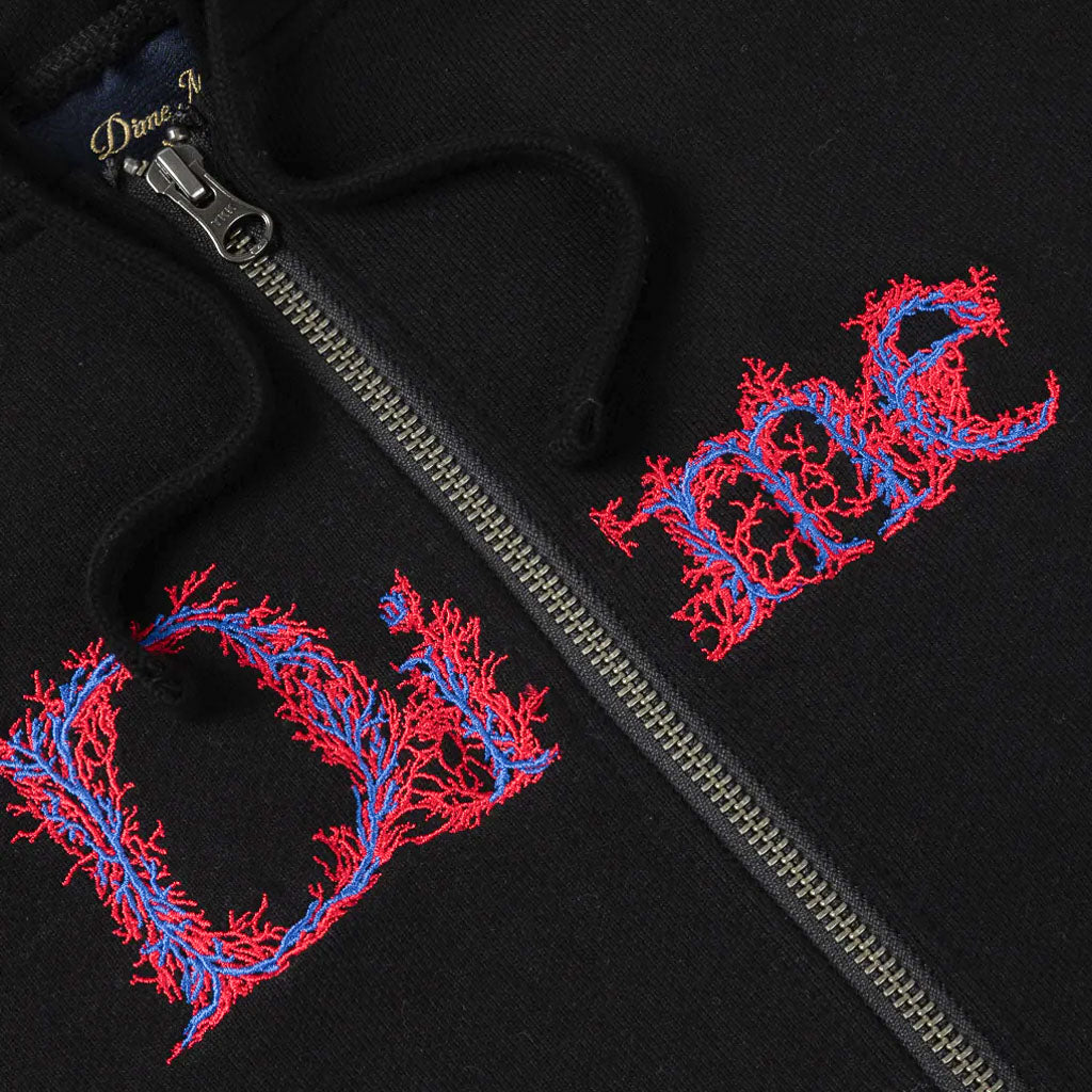 Dime MTL Classic Veins Black Zip Hooded Sweatshirt