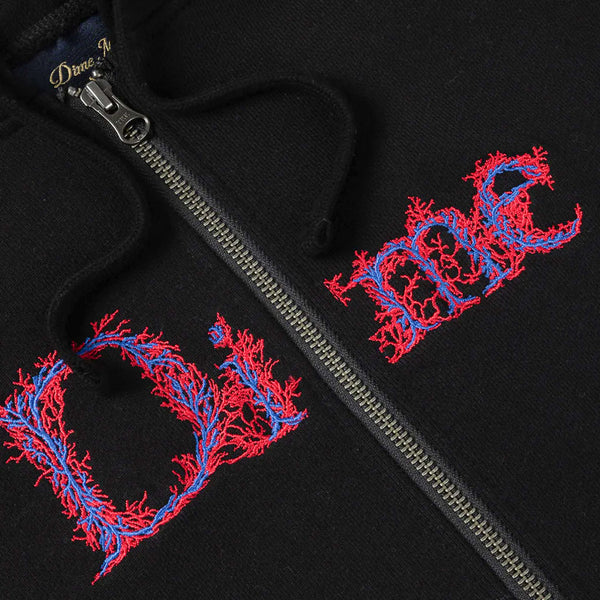 Dime MTL - Classic Veins Zip Hooded Sweatshirt - Black