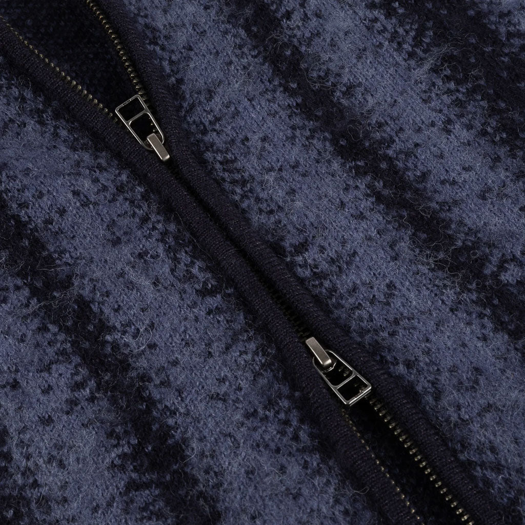 Dime MTL Blue Mohair Striped Zip Hooded Knitted Sweater Closure