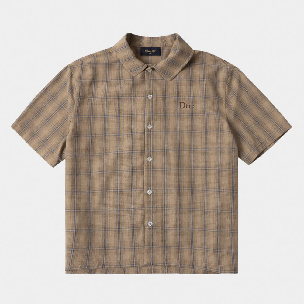 Dime MTL Brown Plaid Button Short Sleeve Shirt