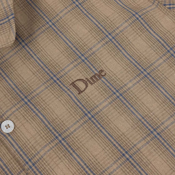 Dime MTL - Plaid Button Short Sleeve Shirt - Brown