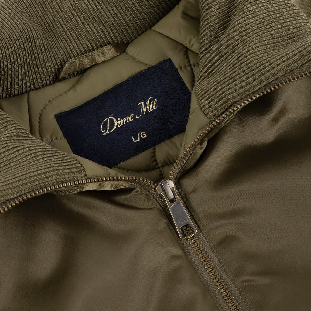 Dime MTL Olive Green Utility Bomber Jacket Collar