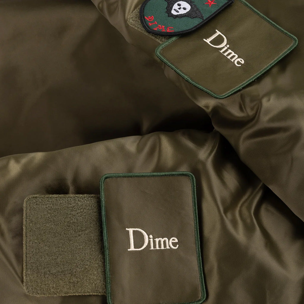 Dime MTL Olive Green Utility Bomber Jacket Velcro Patches