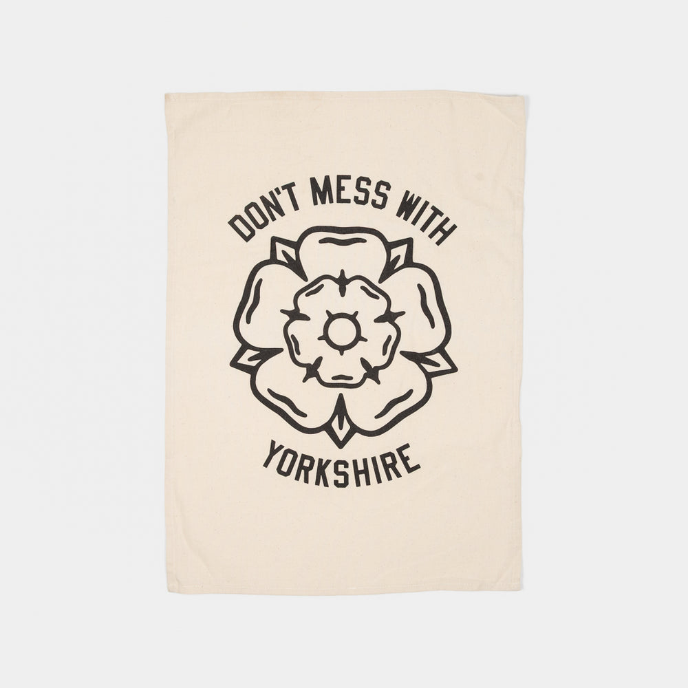 Don't Mess With Yorkshire - Classic Rose Tea Towel - Natural