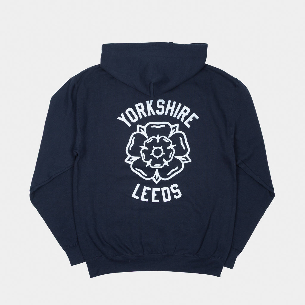 Don't Mess With Yorkshire - Leeds Rose Hooded Sweatshirt - Navy