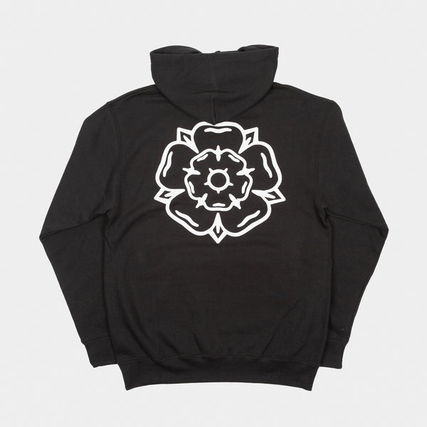 Don't Mess With Yorkshire - Rose Hooded Sweatshirt - Black / White