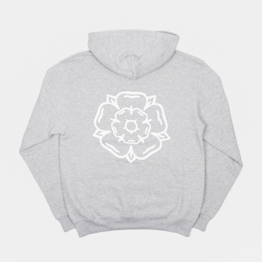 Don't Mess With Yorkshire - Rose Hooded Sweatshirt - Heather Grey / White