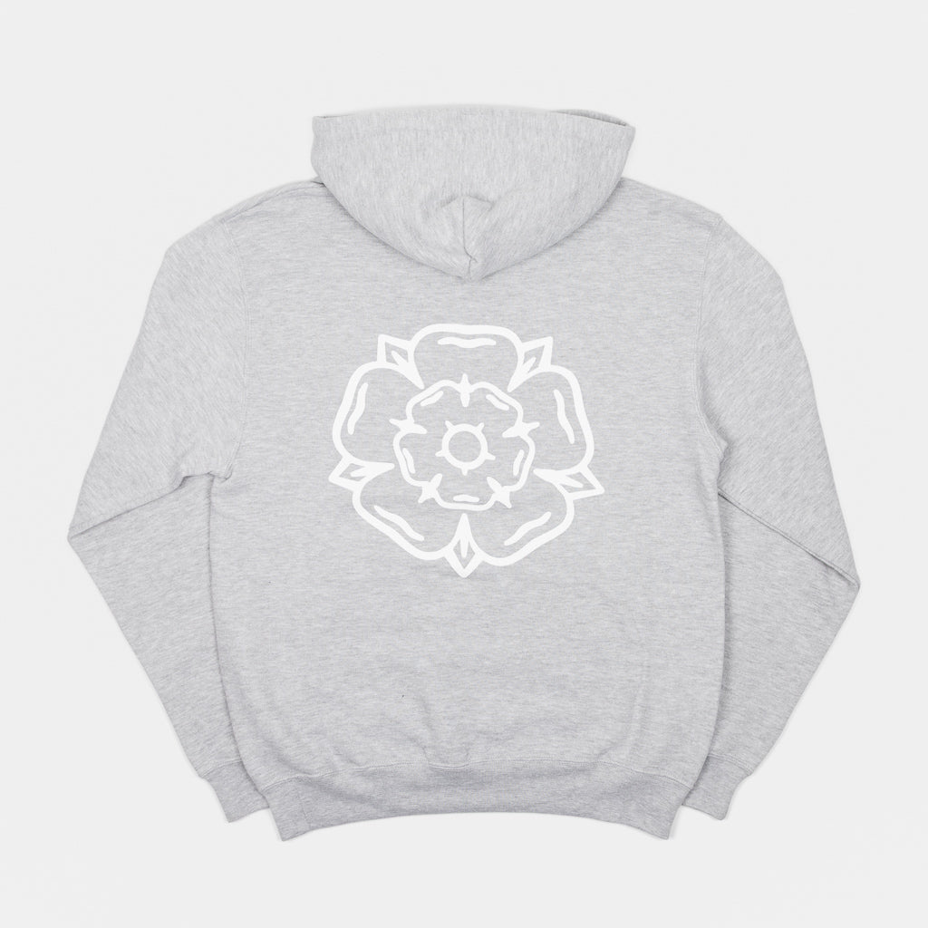 Don't Mess With Yorkshire - Rose Hooded Sweatshirt - Heather Grey / White