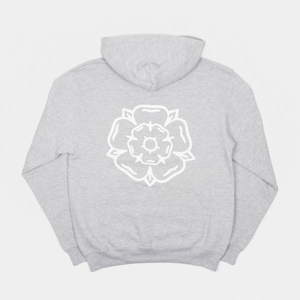 Don't Mess With Yorkshire - Rose Hooded Sweatshirt - Heather Grey / White