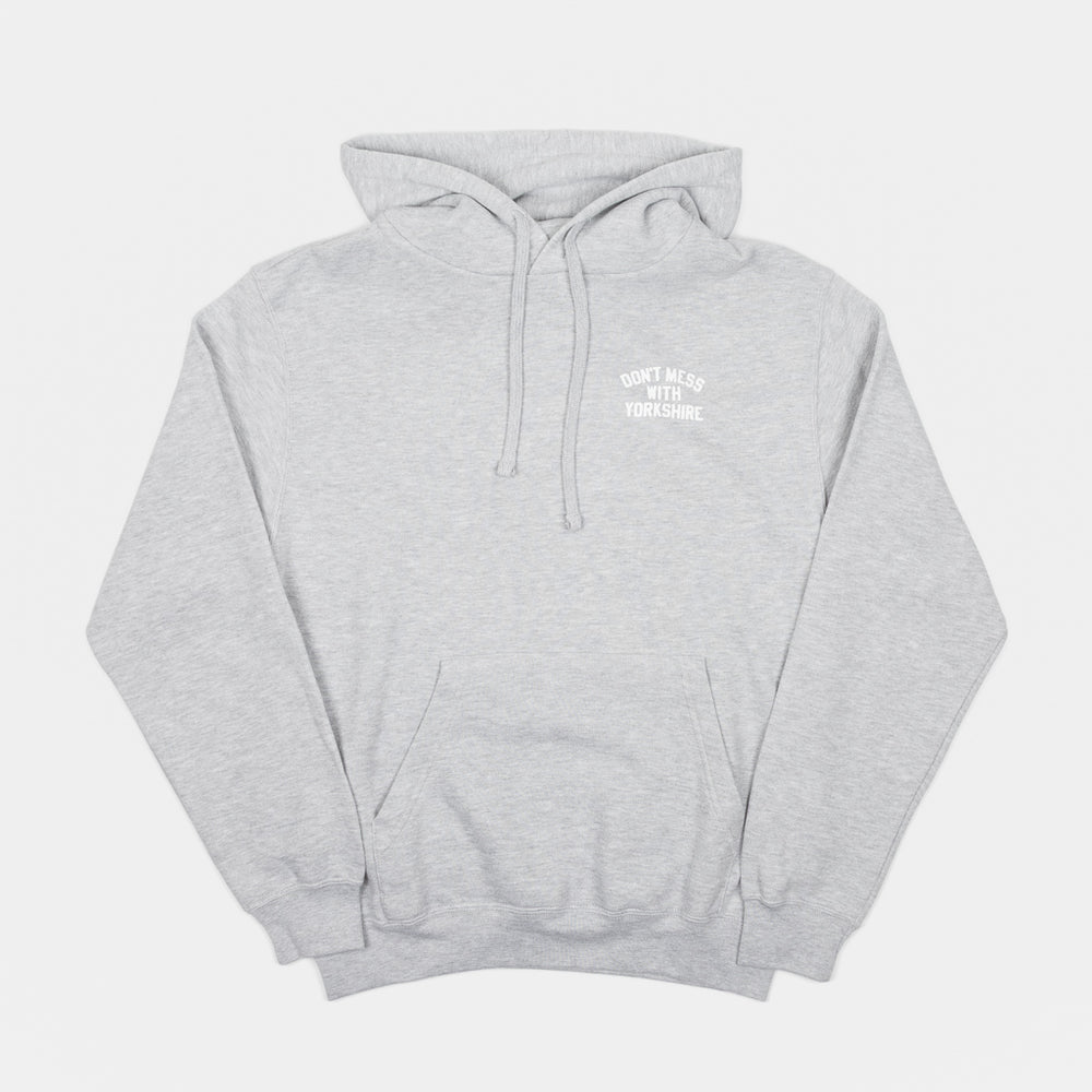 Don't Mess With Yorkshire - Rose Hooded Sweatshirt - Heather Grey / White