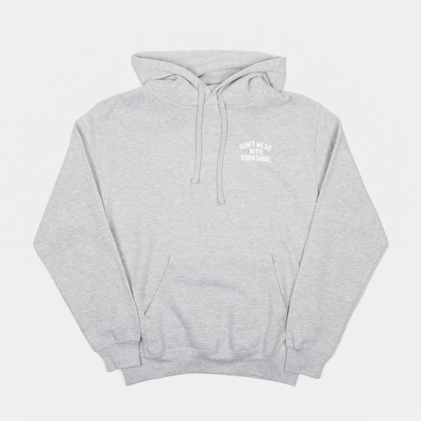 Don't Mess With Yorkshire - Rose Hooded Sweatshirt - Heather Grey / White