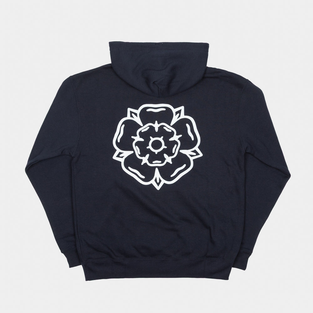 Don't Mess With Yorkshire - Rose Hooded Sweatshirt - Navy / White
