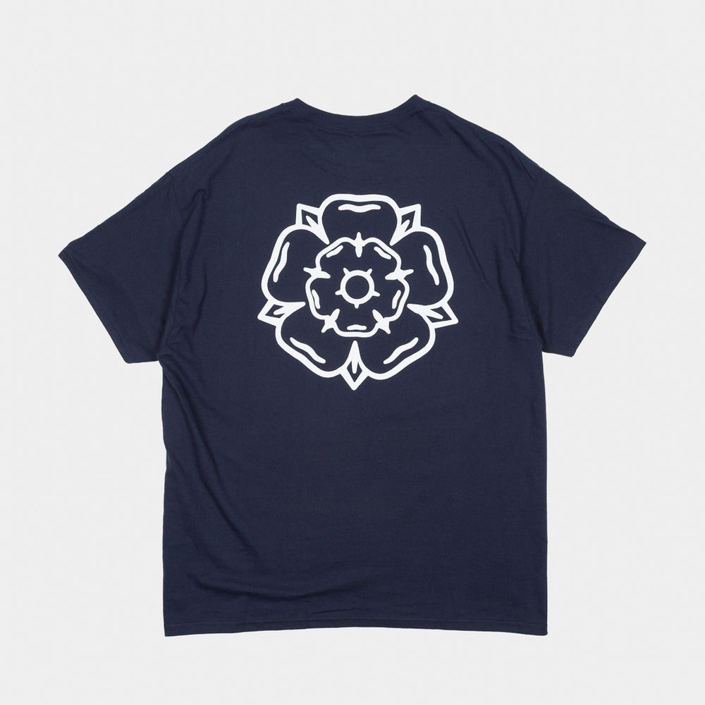 Back Of The Don't Mess With Yorkshire Rose T-Shirt In Navy Blue