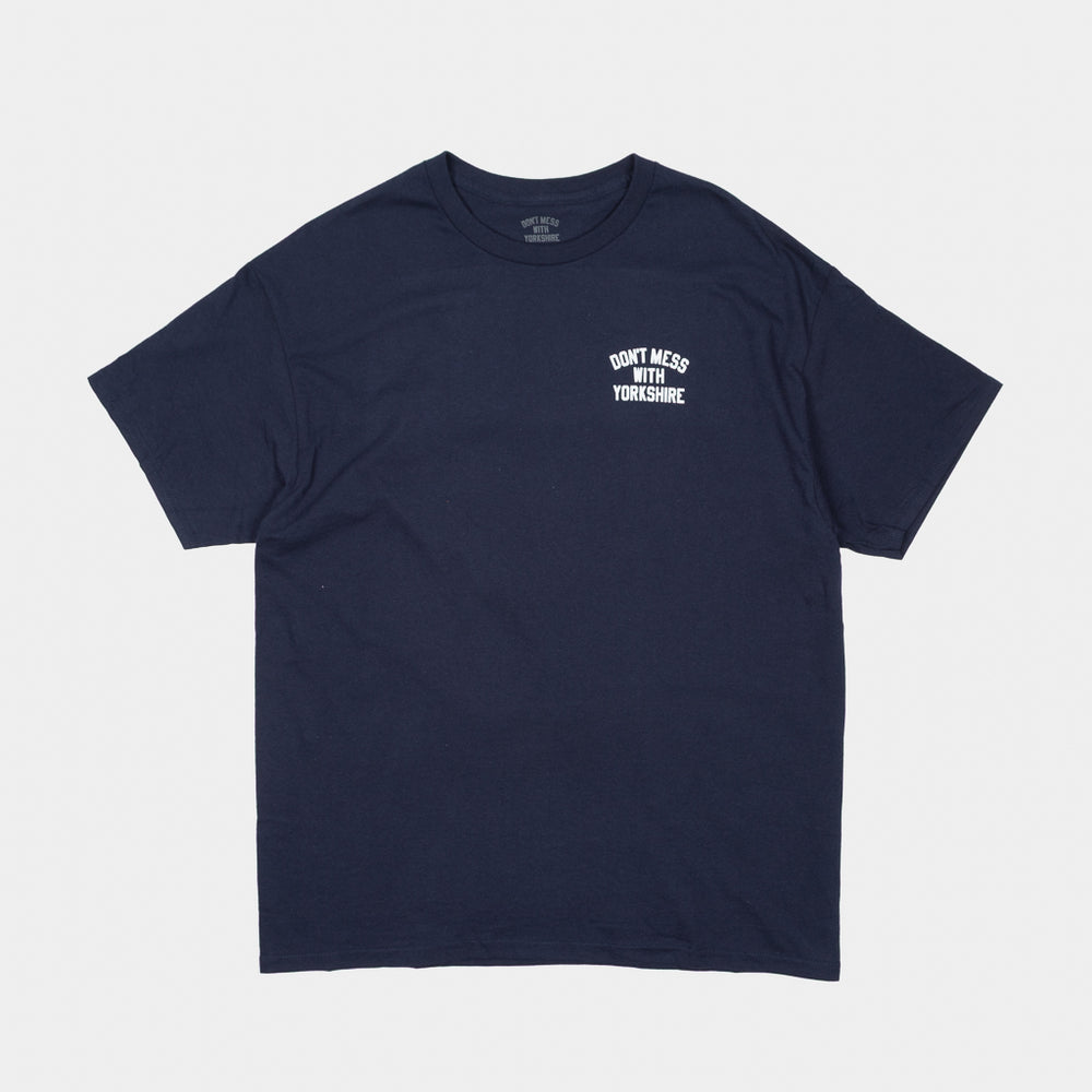 Front Of The Don't Mess With Yorkshire Rose T-Shirt In Navy Blue