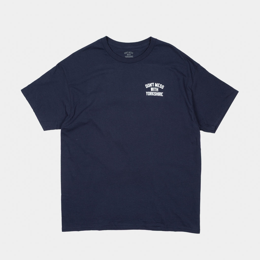Front Of The Don't Mess With Yorkshire Rose T-Shirt In Navy Blue