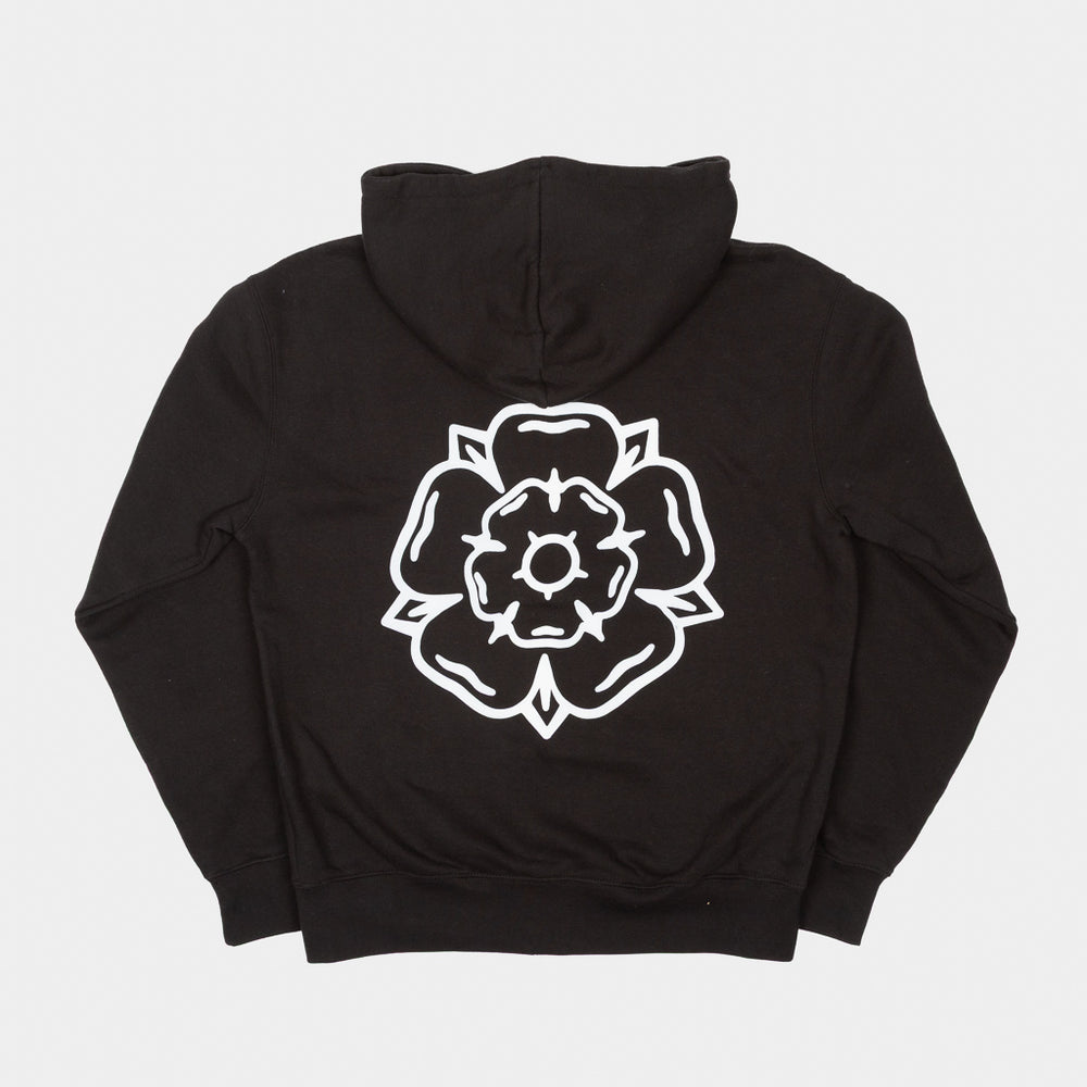 Don't Mess With Yorkshire - Rose Zip Hooded Sweatshirt - Black