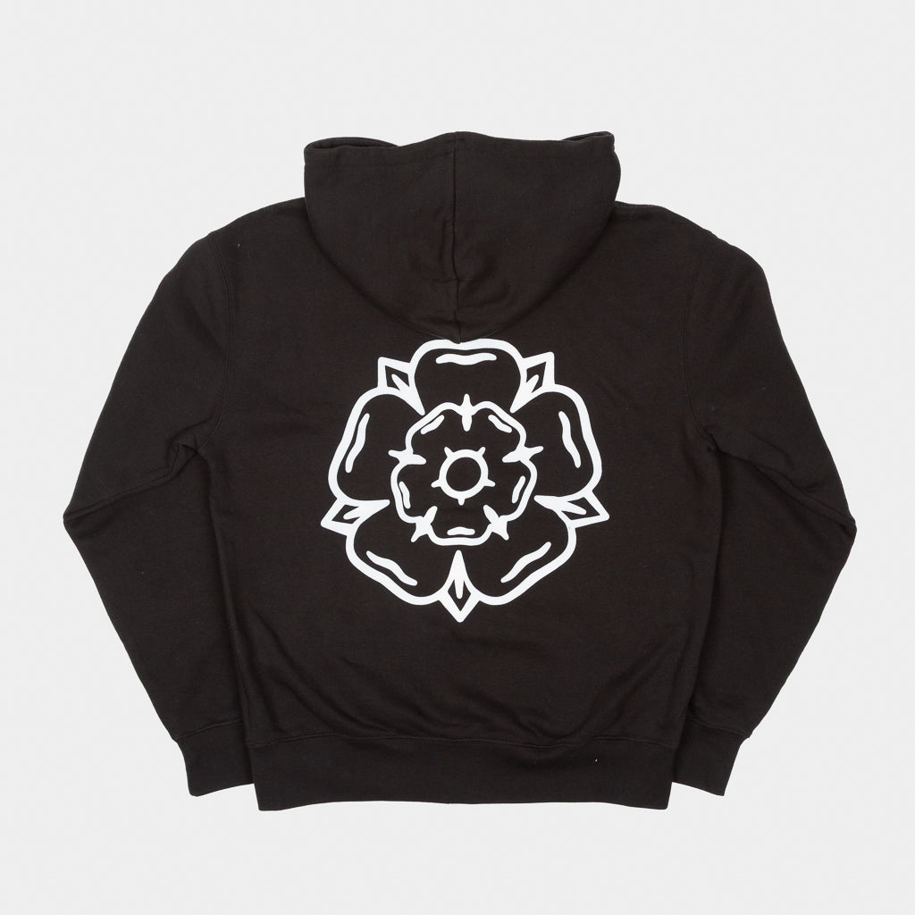 Don't Mess With Yorkshire - Rose Zip Hooded Sweatshirt - Black
