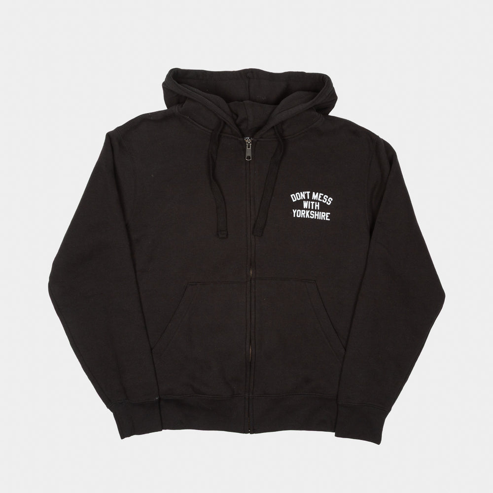 Don't Mess With Yorkshire - Rose Zip Hooded Sweatshirt - Black