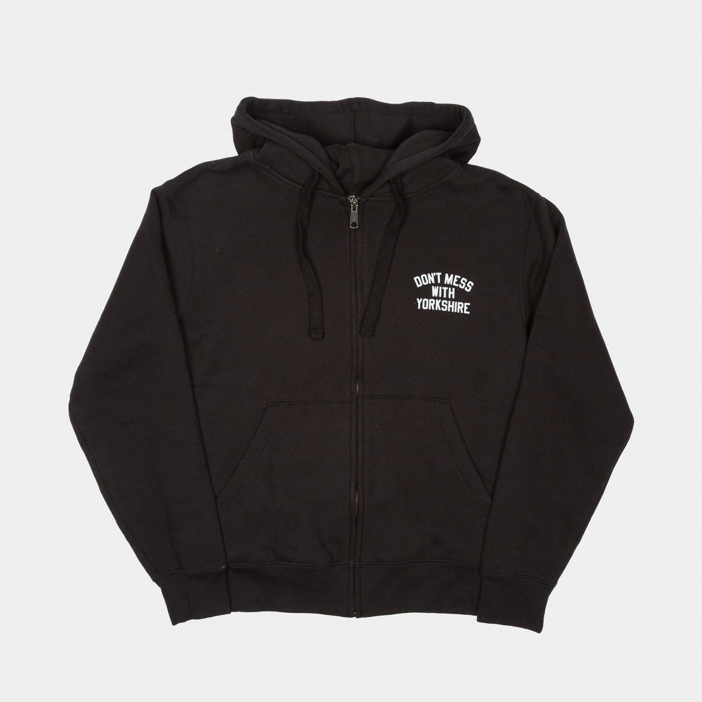 Don't Mess With Yorkshire - Rose Zip Hooded Sweatshirt - Black