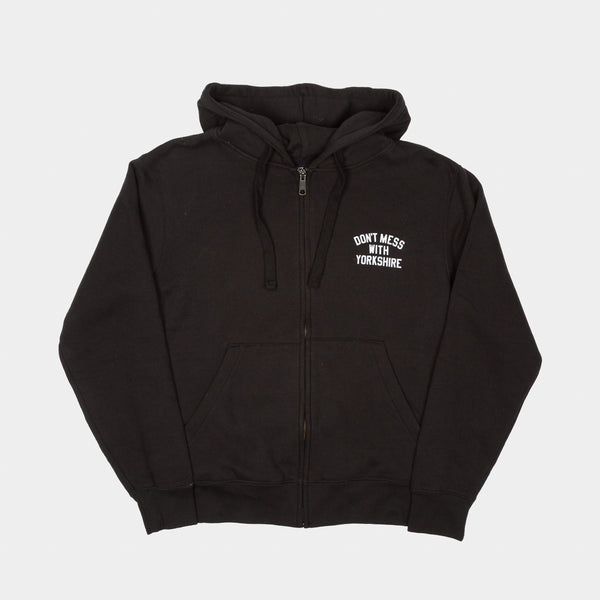 Don't Mess With Yorkshire - Rose Zip Hooded Sweatshirt - Black