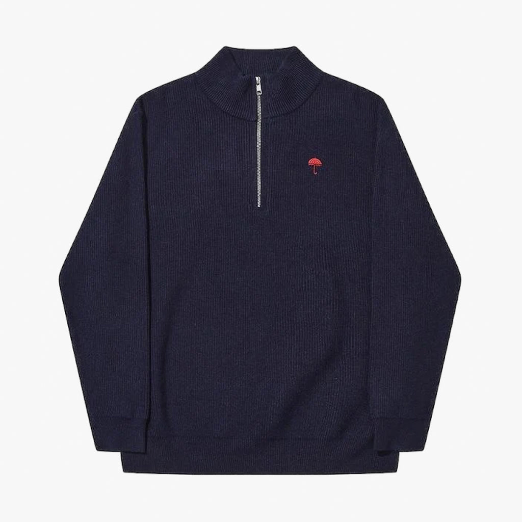 Dark Navy Helas Classic Quarter Zip Knitted Sweater