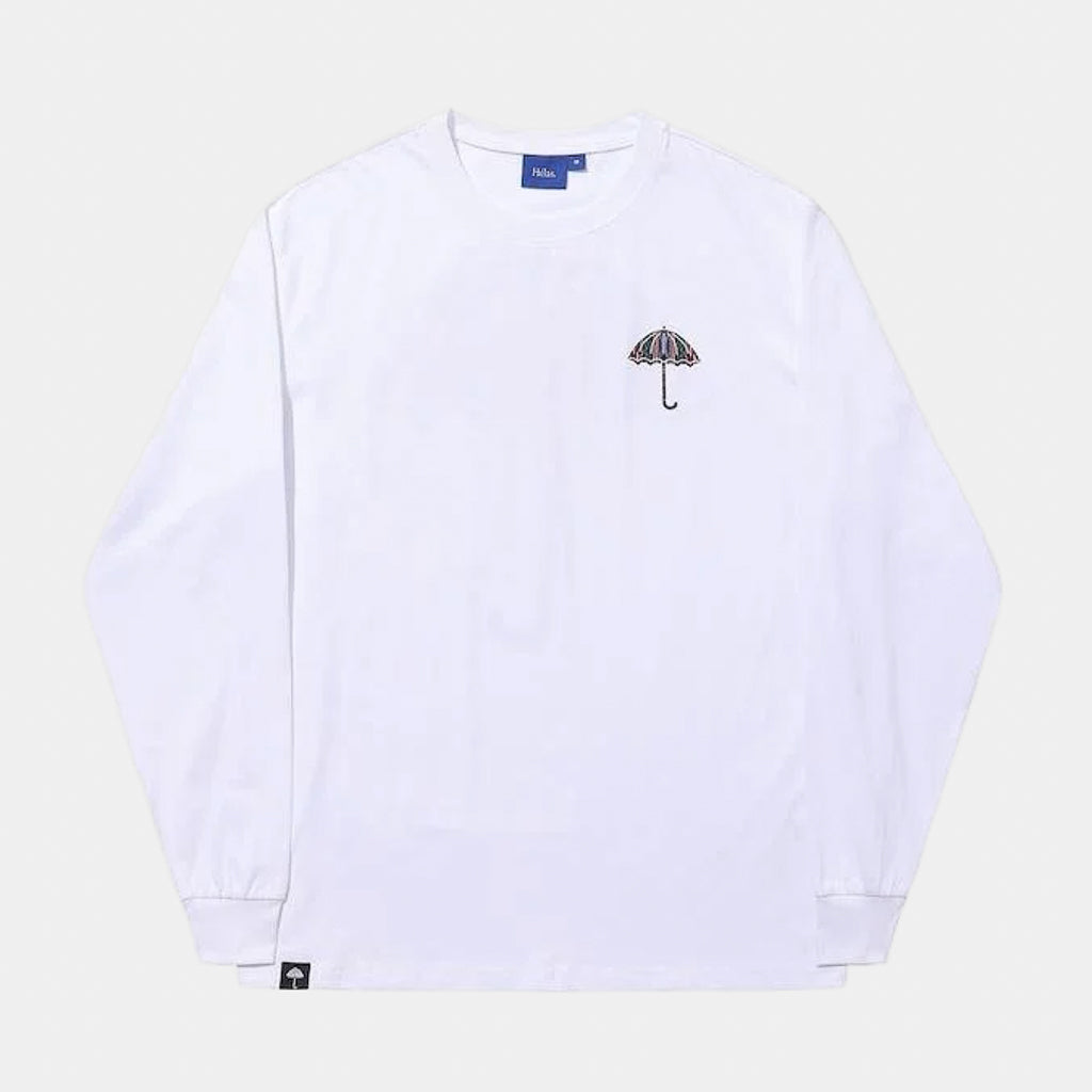 Back Print of Helas Umbrella Coog White Longsleeve T-Shirt 