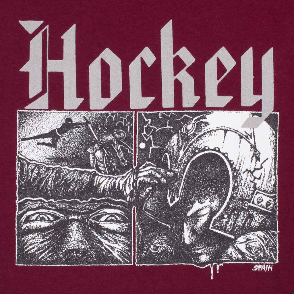 Hockey Skateboards Middle Earth Burgundy T-Shirt Front Print