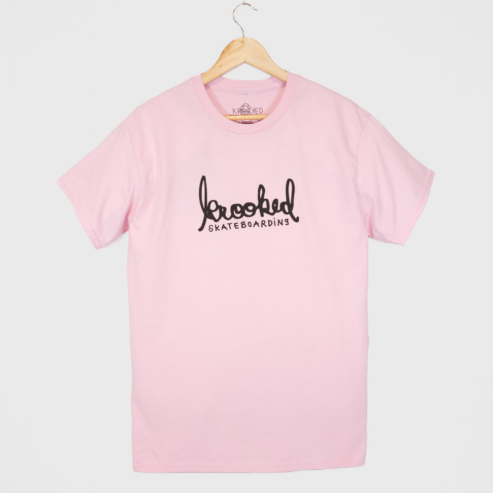 Krooked Skateboards Skript Pink T-Shirt