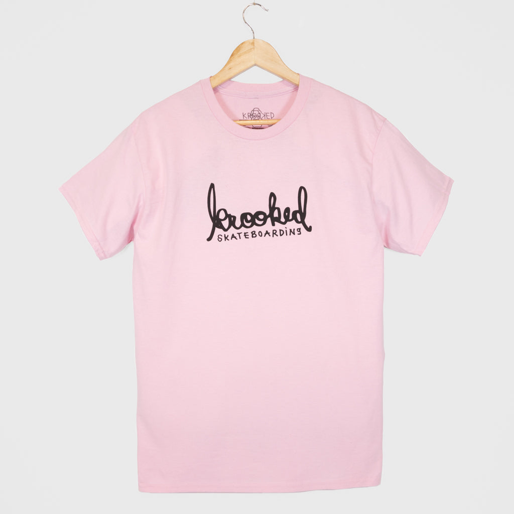 Krooked Skateboards Skript Pink T-Shirt